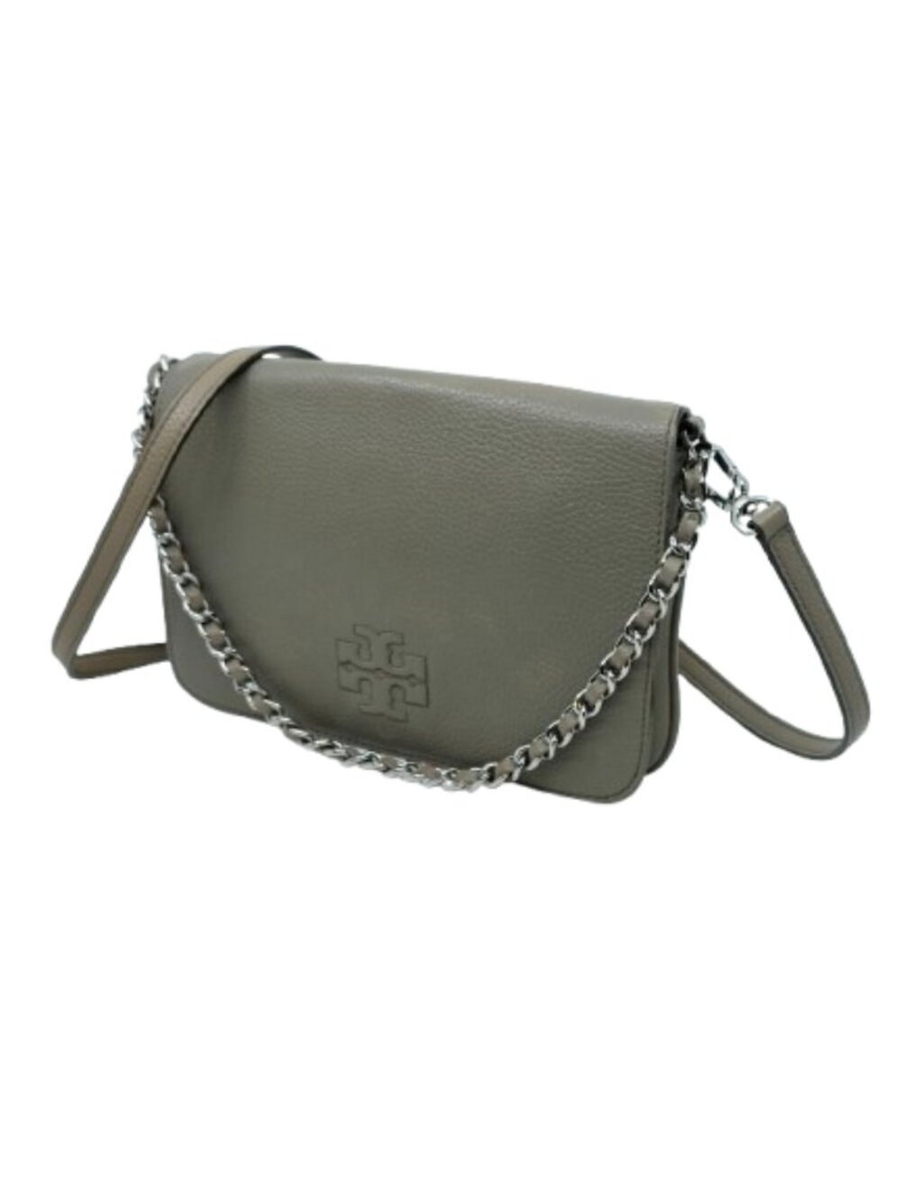 TORY BURCH~Britten Combo Crossbody~GRAY PEBBLED LEATHER SHOULDER BAG